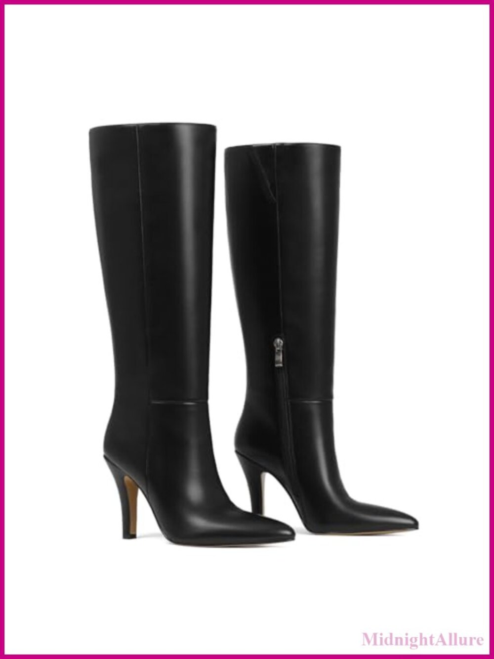Kitten Heel Knee High Boots PU Leather Pointed Toe Women's